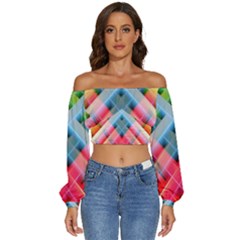 Graphics Colorful Colors Wallpaper Graphic Design Long Sleeve Crinkled Weave Crop Top