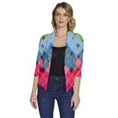 Graphics Colorful Colors Wallpaper Graphic Design Women s Draped Front 3/4 Sleeve Shawl Collar Jacket