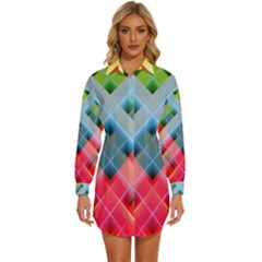 Graphics Colorful Colors Wallpaper Graphic Design Womens Long Sleeve Shirt Dress