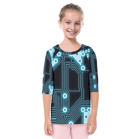 A Completely Seamless Background Design Circuitry Kids  Quarter Sleeve Raglan Tee by Amaryn4rt