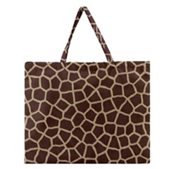 Giraffe Animal Print Skin Fur Zipper Large Tote Bag by Amaryn4rt