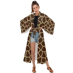 Giraffe Animal Print Skin Fur Maxi Kimono by Amaryn4rt