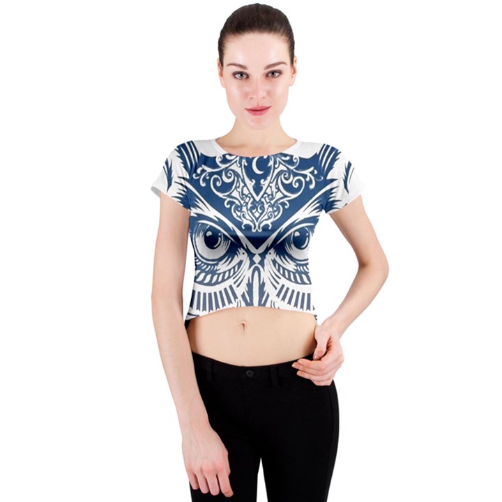 Owl Crew Neck Crop Top