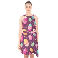 Easter Eggs Egg Halter Collar Waist Tie Chiffon Dress by Ravend