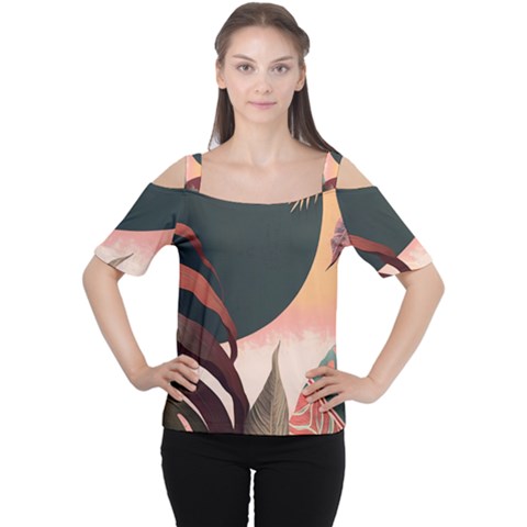 Leaves Foliage Plants Cutout Shoulder Tee by Ravend