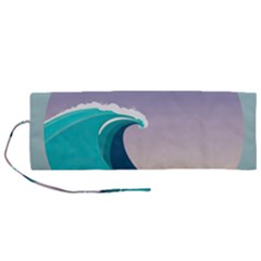 Tsunami Tidal Wave Wave Minimalist Ocean Sea 4 Roll Up Canvas Pencil Holder (m)