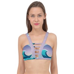 Tsunami Tidal Wave Wave Minimalist Ocean Sea 4 Cage Up Bikini Top