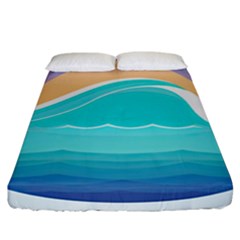 Tsunami Tidal Wave Wave Minimalist Ocean Sea Fitted Sheet (king Size) by Wegoenart