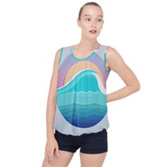 Tsunami Tidal Wave Wave Minimalist Ocean Sea Bubble Hem Chiffon Tank Top by Wegoenart