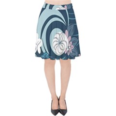 Flowers Pattern Floral Ocean Abstract Digital Art Velvet High Waist Skirt by Wegoenart