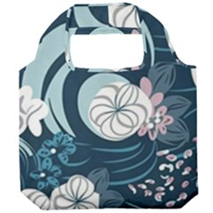 Flowers Pattern Floral Ocean Abstract Digital Art Foldable Grocery Recycle Bag by Wegoenart