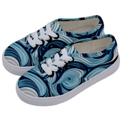 Pattern Ocean Waves Arctic Ocean Blue Nature Sea Kids  Classic Low Top Sneakers by Wegoenart