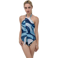 Pattern Ocean Waves Arctic Ocean Blue Nature Sea Go With The Flow One Piece Swimsuit