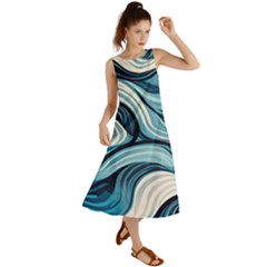 Pattern Ocean Waves Arctic Ocean Blue Nature Sea Summer Maxi Dress