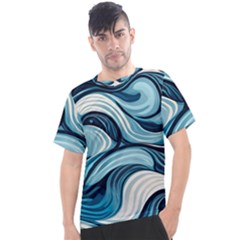 Pattern Ocean Waves Arctic Ocean Blue Nature Sea Men s Sport Top