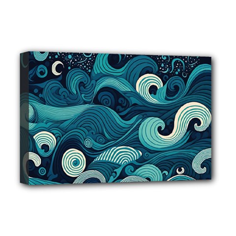 Waves Ocean Sea Abstract Whimsical Abstract Art Deluxe Canvas 18  X 12  (stretched) by Wegoenart