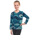 Waves Ocean Sea Abstract Whimsical Abstract Art Kids  Long Mesh Tee View1