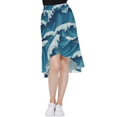 Waves Ocean Sea Pattern Water Tsunami Rough Seas Frill Hi Low Chiffon Skirt by Wegoenart