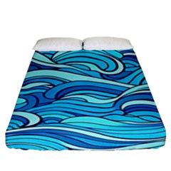 Pattern Ocean Waves Blue Nature Sea Abstract Fitted Sheet (king Size) by Wegoenart