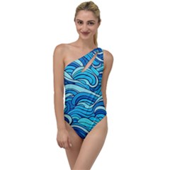 Pattern Ocean Waves Blue Nature Sea Abstract To One Side Swimsuit