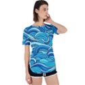 Pattern Ocean Waves Blue Nature Sea Abstract Perpetual Short Sleeve T-Shirt View1