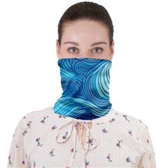 Ocean Waves Sea Abstract Pattern Water Blue Face Covering Bandana (adult) by Wegoenart