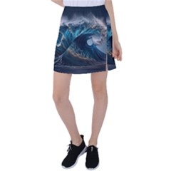 Tsunami Waves Ocean Sea Water Rough Seas Nature Tennis Skirt by Wegoenart