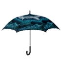 Tsunami Waves Ocean Sea Water Rough Seas Blue Hook Handle Umbrellas (Small) View3