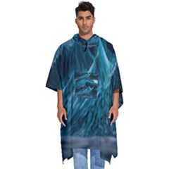 Tsunami Waves Ocean Sea Water Rough Seas Blue Men s Hooded Rain Ponchos by Wegoenart