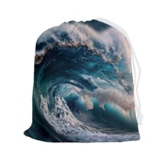 Tsunami Waves Ocean Sea Water Rough Seas Drawstring Pouch (2xl) by Wegoenart