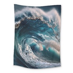 Tsunami Waves Ocean Sea Water Rough Seas Medium Tapestry by Wegoenart