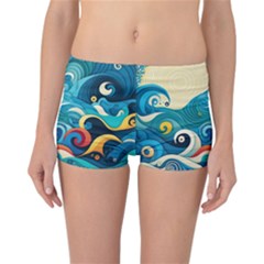 Waves Ocean Sea Abstract Whimsical Abstract Art 5 Reversible Boyleg Bikini Bottoms