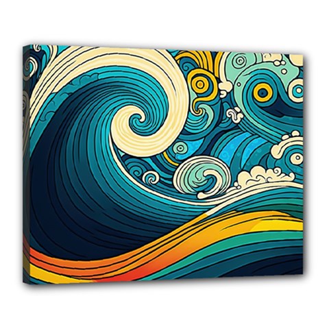 Waves Ocean Sea Abstract Whimsical Abstract Art 3 Canvas 20  X 16  (stretched) by Wegoenart