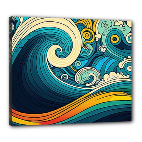 Waves Ocean Sea Abstract Whimsical Abstract Art 3 Canvas 24  X 20  (stretched) by Wegoenart