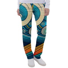 Waves Ocean Sea Abstract Whimsical Abstract Art 3 Women s Casual Pants