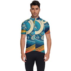 Waves Ocean Sea Abstract Whimsical Abstract Art 3 Men s Short Sleeve Cycling Jersey