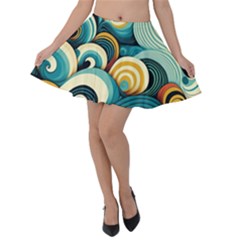 Waves Ocean Sea Abstract Whimsical Abstract Art 6 Velvet Skater Skirt by Wegoenart