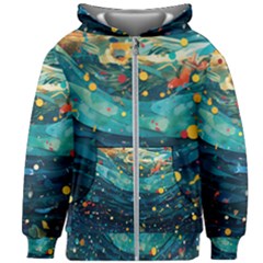 Confetti Ocean Themed Tropical Background Wallpaper Kids  Zipper Hoodie Without Drawstring by Wegoenart