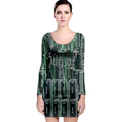 Printed Circuit Board Circuits Long Sleeve Bodycon Dress by Celenk