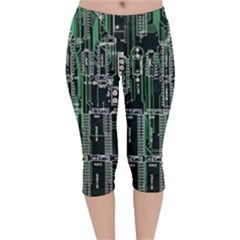 Printed Circuit Board Circuits Velvet Capri Leggings 