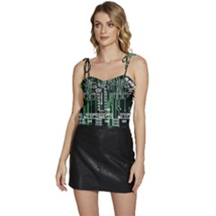 Printed Circuit Board Circuits Flowy Camisole Tie Up Top by Celenk