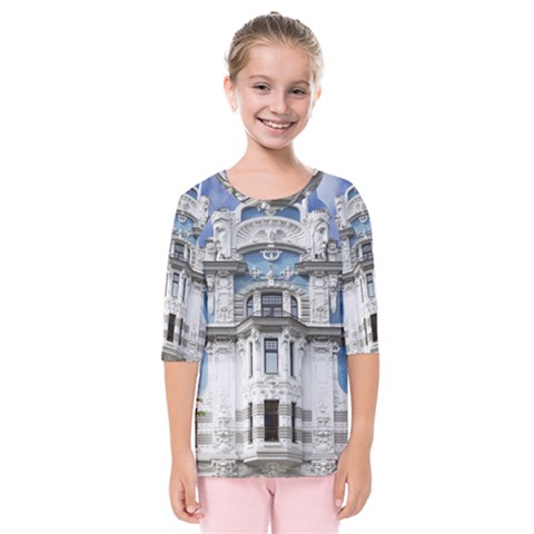 Squad Latvia Architecture Kids  Quarter Sleeve Raglan Tee by Celenk