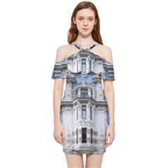 Squad Latvia Architecture Shoulder Frill Bodycon Summer Dress by Celenk