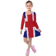 Union Jack Flag National Country Kids  Long Sleeve Velvet Dress by Celenk