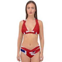 Union Jack Flag National Country Double Strap Halter Bikini Set by Celenk