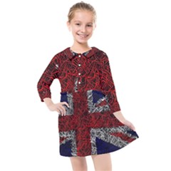 Union Jack Flag Uk Patriotic Kids  Quarter Sleeve Shirt Dress by Celenk