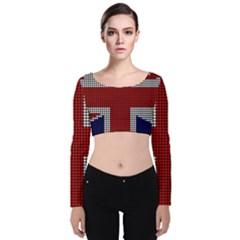 Union Jack Flag British Flag Velvet Long Sleeve Crop Top by Celenk