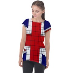 Union Jack Flag Uk Patriotic Cap Sleeve High Low Top