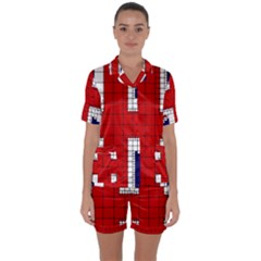 Union Jack Flag Uk Patriotic Satin Short Sleeve Pajamas Set