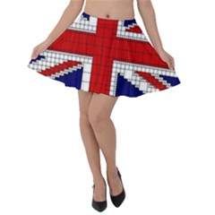 Union Jack Flag Uk Patriotic Velvet Skater Skirt by Celenk